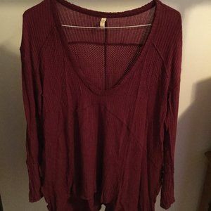 Free People Thermal V Neck Long Sleeve Top
